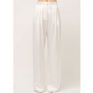 NWT Michael Lo Sordo Relaxed Silk Boy Pant 10 Wide Leg White